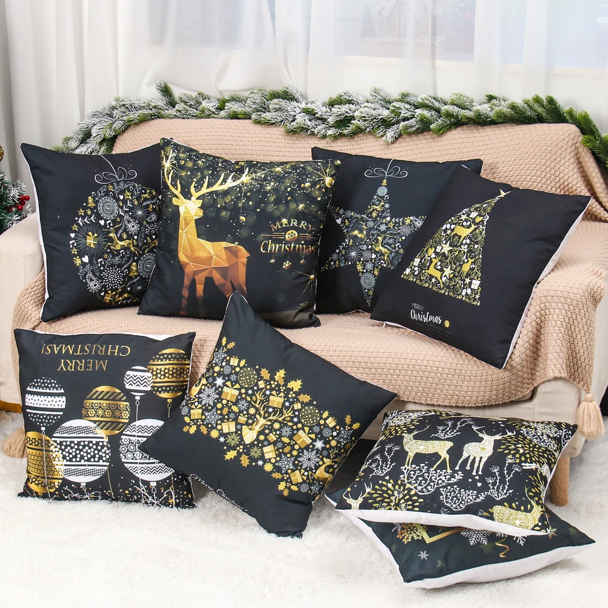 Cushion Cover Merry Christmas 45cm Christmas Black Decorations for Home Cristmas Ornaments Natal Navidad Gift New Year
Cushion Cover Merry Christmas 45cm Christmas Black Decorations for Home Cristmas Ornaments Natal Navidad Gift New Year
