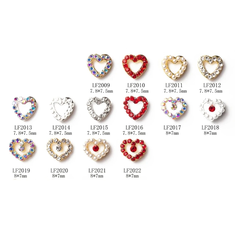 

Valentine's Day Nail Art Heart Rhinestones for Nails 3D Crystals Diamonds Nail Art Heart Alloy for rhinestone Nail Drop Shipping
