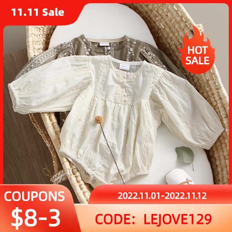 0-18M Newborn Infant Baby Girls Lace Romper Long Sleeve Button Summer Spring Baby Girl Clothes Jumpsuits
0-18M Newborn Infant Baby Girls Lace Romper Long Sleeve Button Summer Spring Baby Girl Clothes Jumpsuits