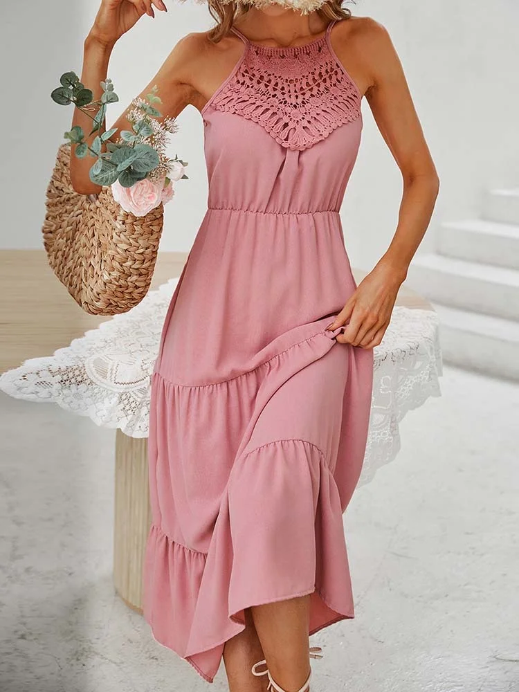 Женское платье на бретелях-спагетти, розовое летнее длинное платье без рукавов с открытой спиной, Пляжное платье в стиле бохо
Женское платье на бретелях-спагетти, розовое летнее длинное платье без рукавов с открытой спиной, Пляжное платье в стиле бохо