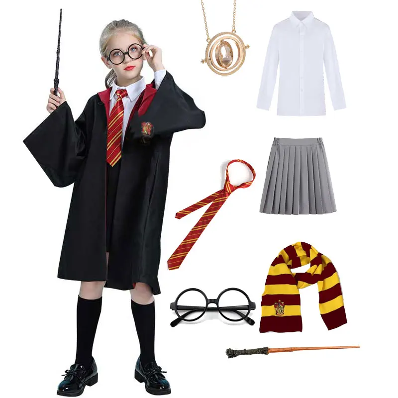 

Женский костюм Гермионы для девочек, волшебный школьный халат, юбка, галстук, униформа для детей и взрослых, костюм волшебника