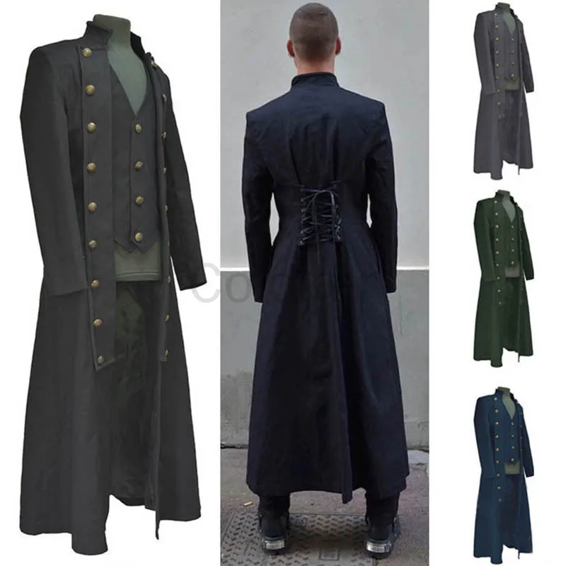Medieval Adult Men's Vintage Coat Robe Black Gothic Stand-up Collar Three-breasted Trench Coat Halloween Knight Cosplay Costumes
Medieval Adult Men's Vintage Coat Robe Black Gothic Stand-up Collar Three-breasted Trench Coat Halloween Knight Cosplay Costumes
