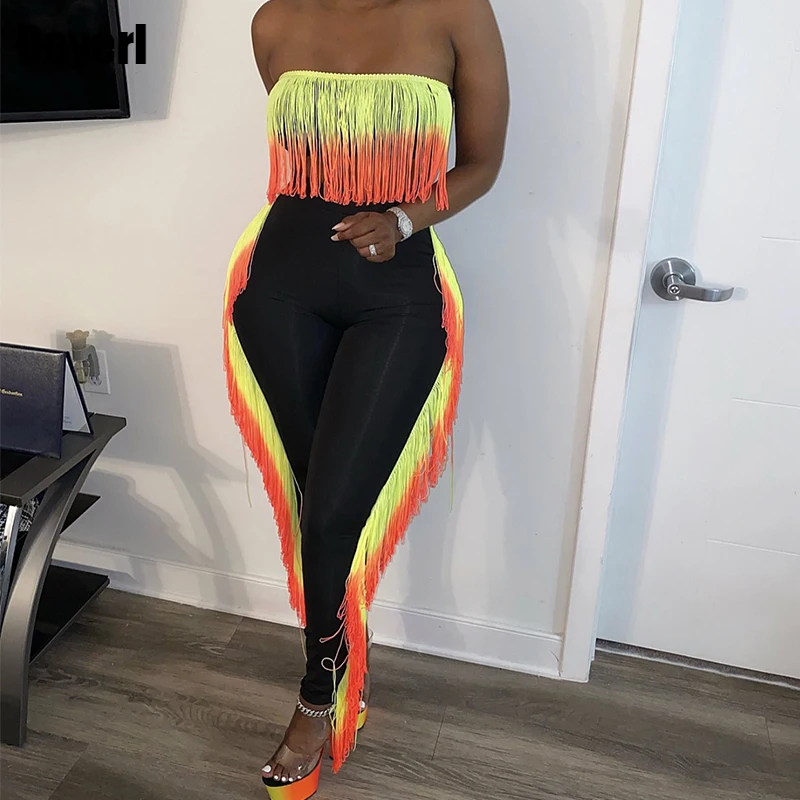 Tassel Two Piece Set Sexy Club Outfits for Women Party Festival Clothing Crop Tops Pants Set Women 2 Piece Summer Sets Wholesale
Tassel Two Piece Set Sexy Club Outfits for Women Party Festival Clothing Crop Tops Pants Set Women 2 Piece Summer Sets Wholesale