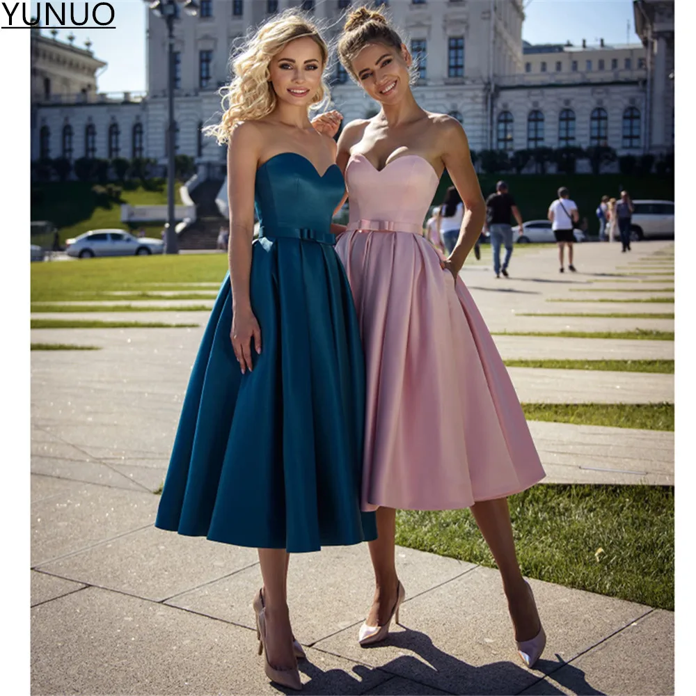YUNUO Deep Blue Sweetheart A-line Prom Cocktail Midi Dresses Satin Bow Belt Evening Party Gowns Robes De Soirée with Pockets
YUNUO Deep Blue Sweetheart A-line Prom Cocktail Midi Dresses Satin Bow Belt Evening Party Gowns Robes De Soirée with Pockets