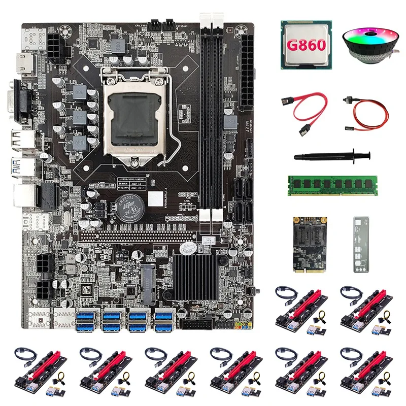Материнская плата B75 8USB ETH Miner + G860 CPU + 8XVER009S карта расширения + DDR3 4 ГБ ОЗУ + 128G SSD + вентилятор + SATA кабель + коммутационный кабель B75 BTC
Материнская плата B75 8USB ETH Miner + G860 CPU + 8XVER009S карта расширения + DDR3 4 ГБ ОЗУ + 128G SSD + вентилятор + SATA кабель + коммутационный кабель B75 BTC