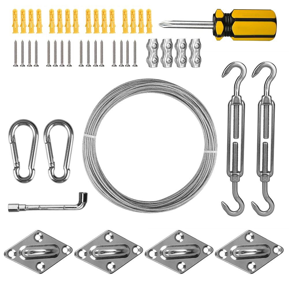 Shade Sail Hardware Kit with 15M Cable Wire Stainless Steel Awning Canopy Installation Kit Turnbuckles Eye Hook Kit for Garden
Shade Sail Hardware Kit with 15M Cable Wire Stainless Steel Awning Canopy Installation Kit Turnbuckles Eye Hook Kit for Garden