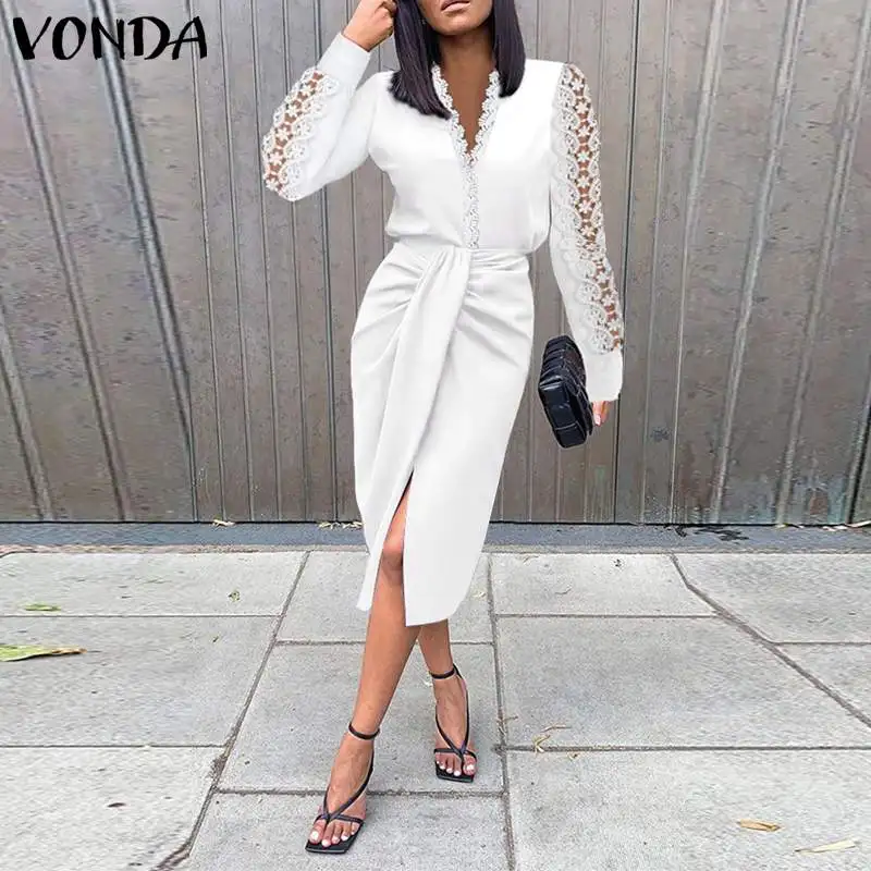 VONDA Women Female V Neck Lace Patchwork Long Sleeve Party Vestidos Fashion Dress Femme Hip Midi Office Sundress Robe Oversized
VONDA Women Female V Neck Lace Patchwork Long Sleeve Party Vestidos Fashion Dress Femme Hip Midi Office Sundress Robe Oversized
