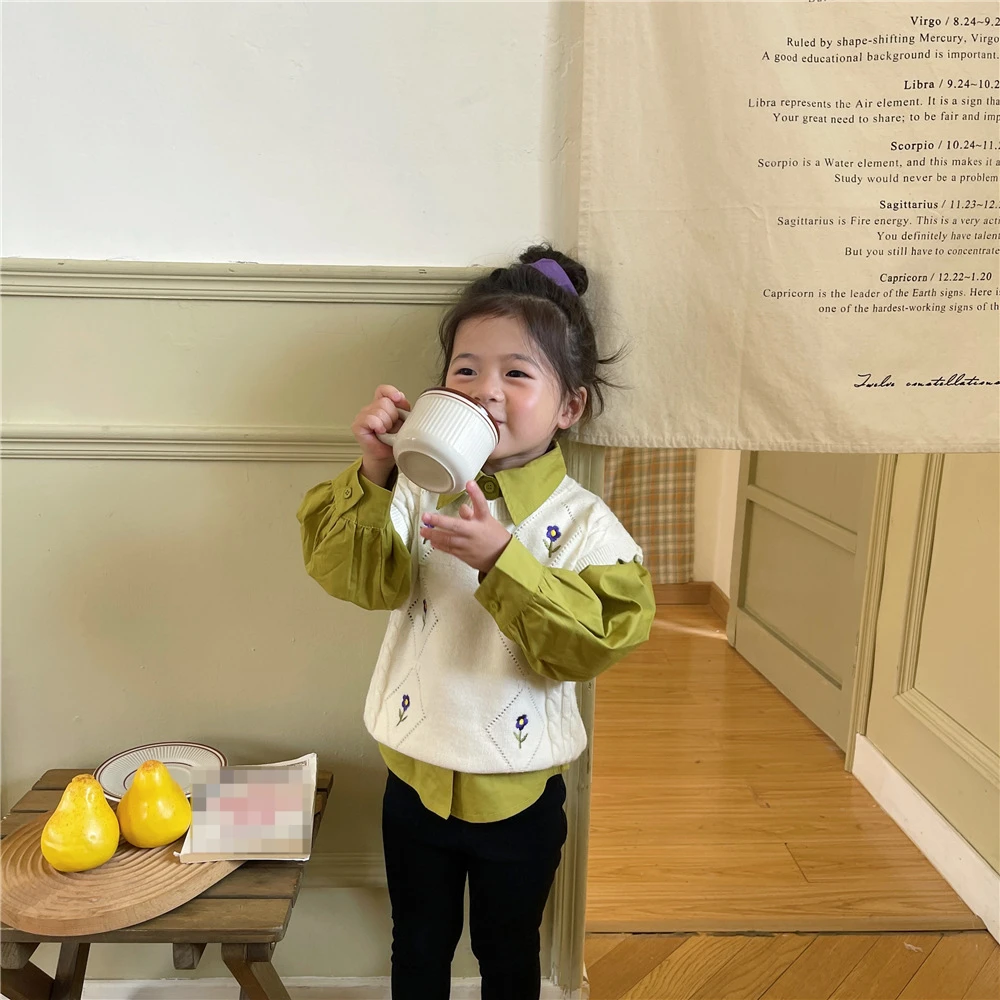 RiniKinda 2022 Autumn Toddlers Girls Knitted Vests Floral Embroidery Sleeveless Pullovers Tops Korean Toddlers Kids Waistcoats
RiniKinda 2022 Autumn Toddlers Girls Knitted Vests Floral Embroidery Sleeveless Pullovers Tops Korean Toddlers Kids Waistcoats