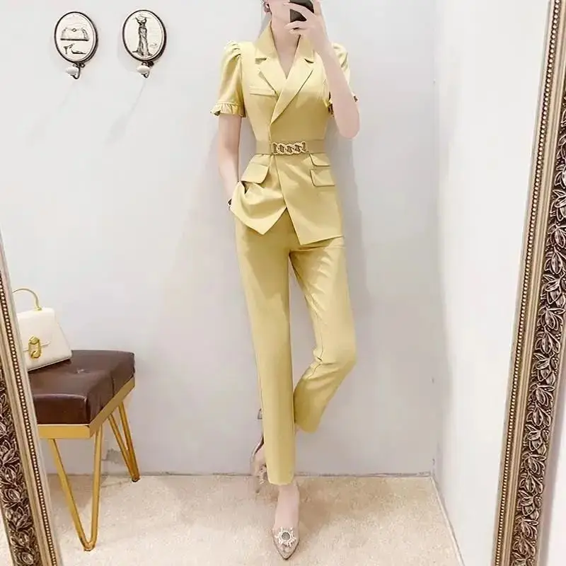 Fashion Short Sleeve Shirt + High Waist Straight Long Pants Set Women 2023 New Summer Korean 2 Piece Set Office Lady Suit V43
Fashion Short Sleeve Shirt + High Waist Straight Long Pants Set Women 2023 New Summer Korean 2 Piece Set Office Lady Suit V43