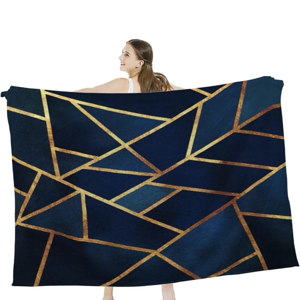 Navy Gold Stone Geometric Throw Blanket Airplane Travel Decoration Soft Warm Bedspread 
Navy Gold Stone Geometric Throw Blanket Airplane Travel Decoration Soft Warm Bedspread