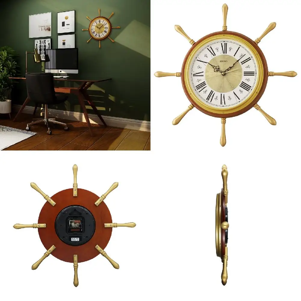 Delightfully Stylish Rei Battery Operated Nautical Ship Wheel Wall Clock with Roman Numeral Quartz Movement - QXA785BLH
Delightfully Stylish Rei Battery Operated Nautical Ship Wheel Wall Clock with Roman Numeral Quartz Movement - QXA785BLH