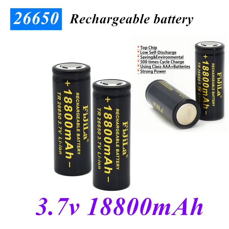 100% New 3.7V 26650 Battery 18800mAh Li-ion Rechargeable Battery For LED Flashlight Torch Li-ion Battery accumulator battery
100% New 3.7V 26650 Battery 18800mAh Li-ion Rechargeable Battery For LED Flashlight Torch Li-ion Battery accumulator battery