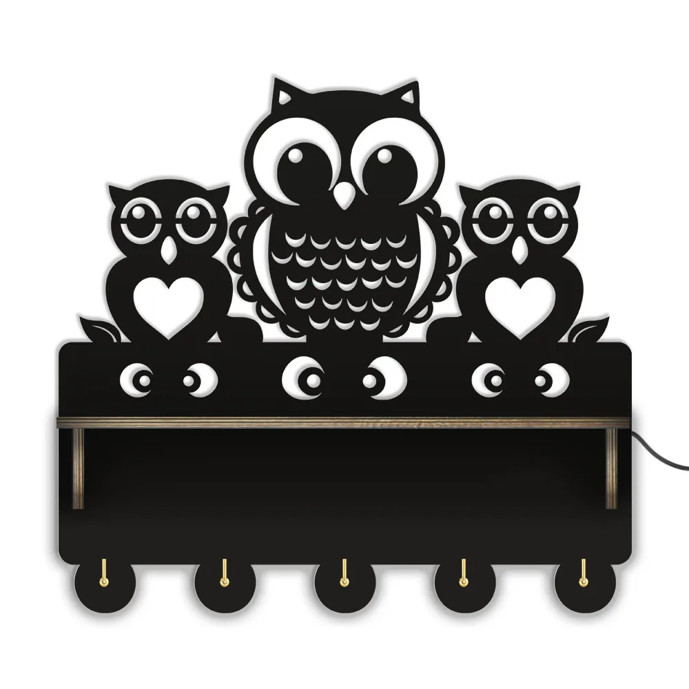 Cartoon Owls Family Wall Mounted 5 Hook Key Holder Entryway Organizer For Home Decor Wooden Owls Wall Mount Coat Rack With Shelf
Cartoon Owls Family Wall Mounted 5 Hook Key Holder Entryway Organizer For Home Decor Wooden Owls Wall Mount Coat Rack With Shelf