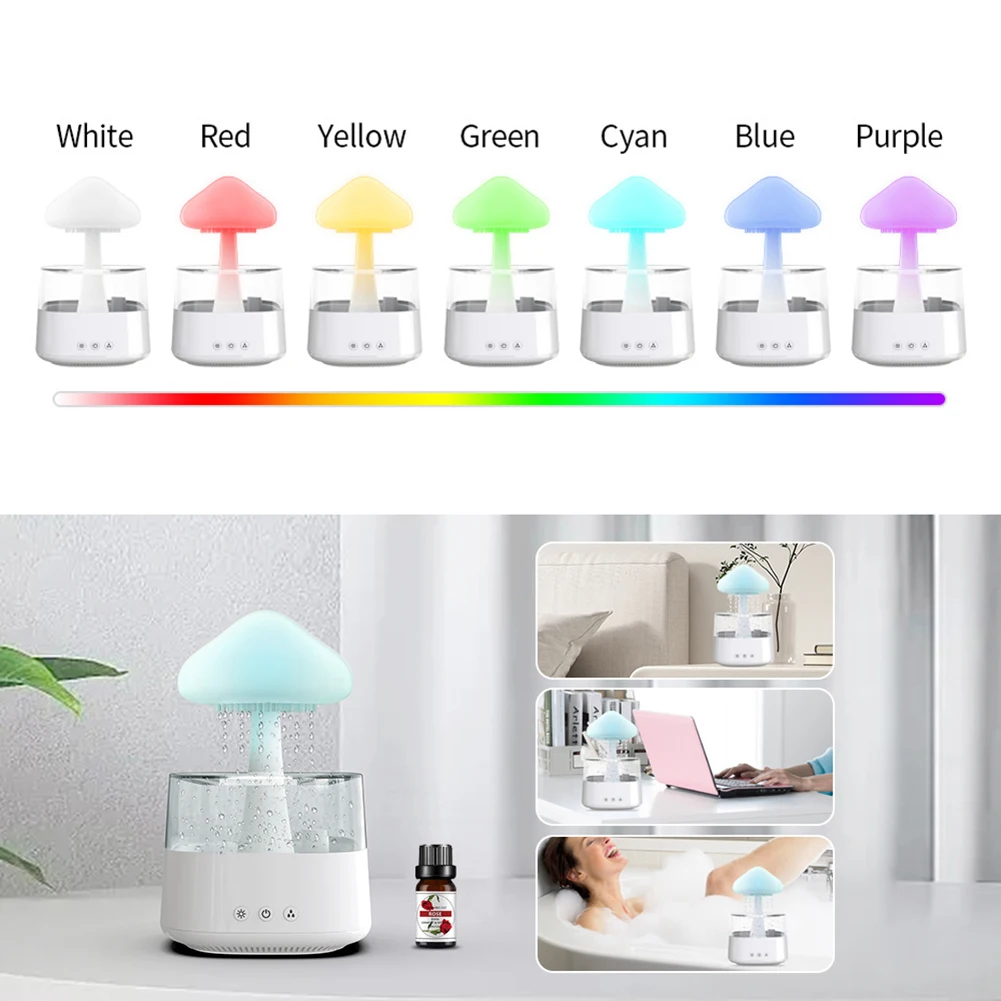 Rain Cloud Humidifier Relax Aromatherapy Lamp Essential Oil Diffuser 7 Color Mushroom Night Light with Calming Water Drop Sound
Rain Cloud Humidifier Relax Aromatherapy Lamp Essential Oil Diffuser 7 Color Mushroom Night Light with Calming Water Drop Sound