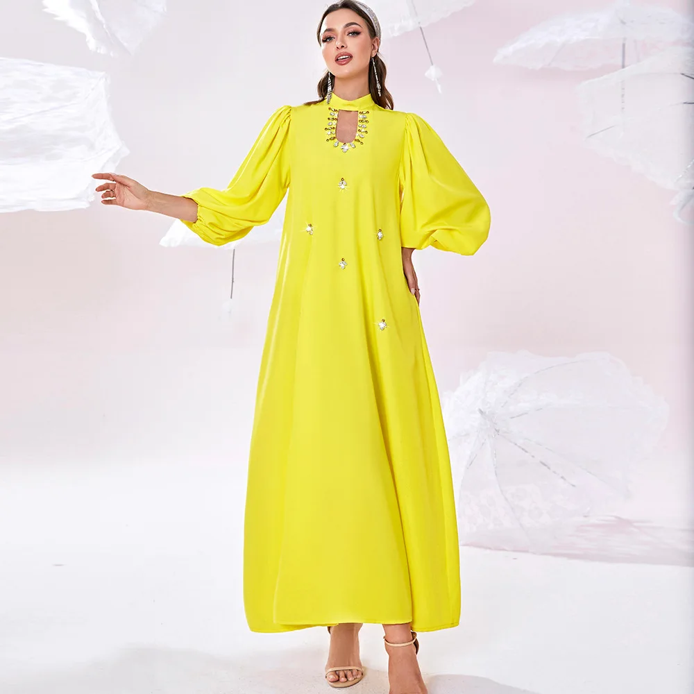 Wepbel Mubarak Evening Dresses for Women Satin Abaya Lantern Sleeve Caftan Hand Sewing Drill Dress Middle East Party Dress Robe
Wepbel Mubarak Evening Dresses for Women Satin Abaya Lantern Sleeve Caftan Hand Sewing Drill Dress Middle East Party Dress Robe