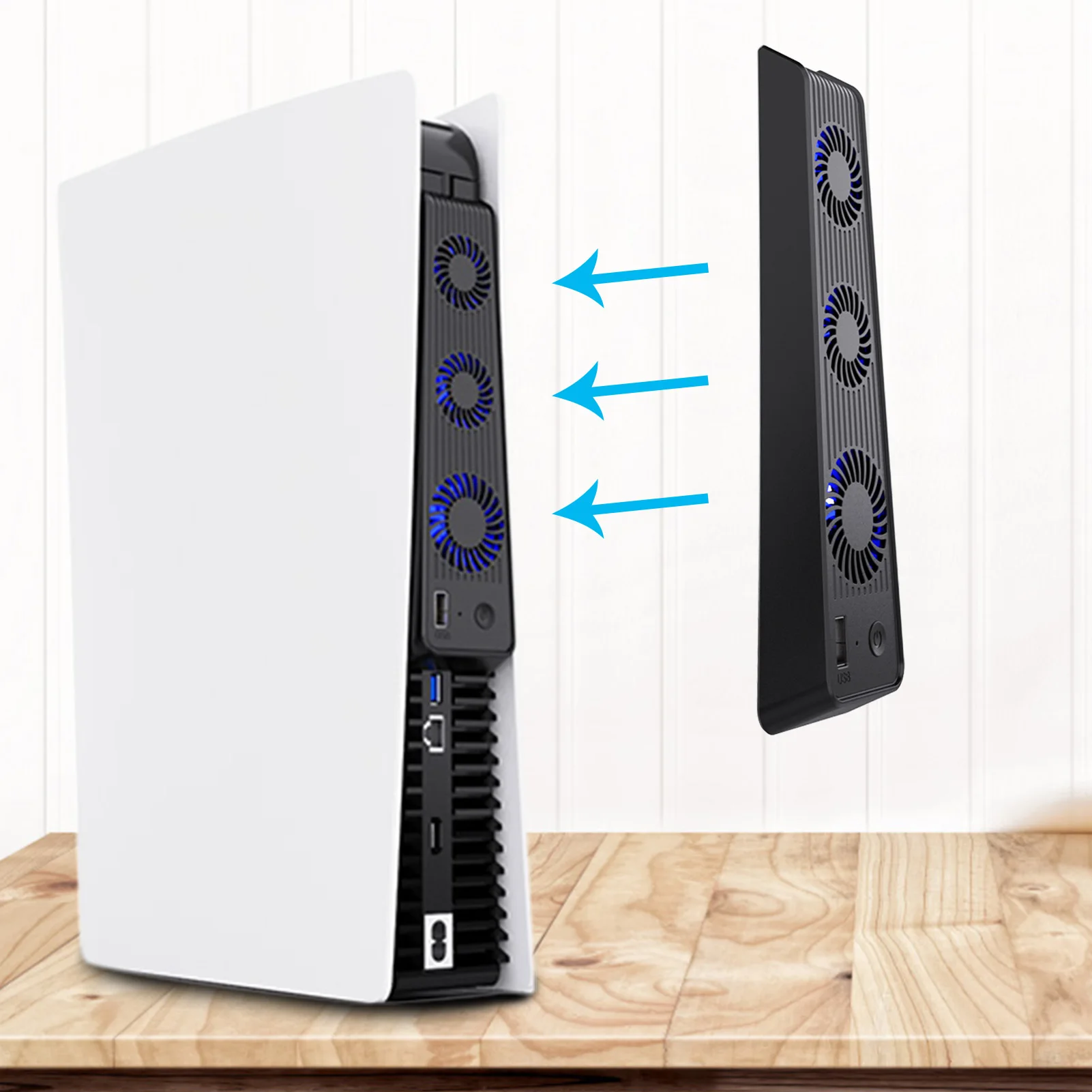 For PS 5 Console External Host Cooling Fan Vertical 3 Silent Fan Stand With External USB Port, For Ps 5 Game Host Accessories
For PS 5 Console External Host Cooling Fan Vertical 3 Silent Fan Stand With External USB Port, For Ps 5 Game Host Accessories