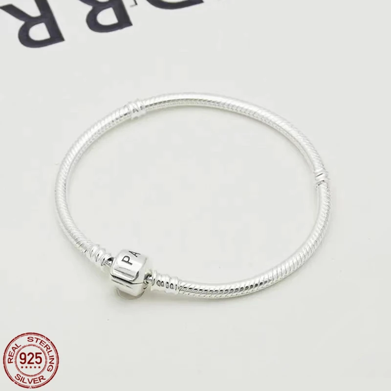 

High Quality S925 Sterling Silver Exquisite Bucket Buckle Snake Bone Bracelet fit Designing Original Charming Beads DIY Gifts