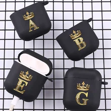 Diamond Crown Letter Earphone Case for Apple Airpods 1 2 3 Pro 2 Bluetooth Headset Cases for Air Pods Earphone Box Black Cover