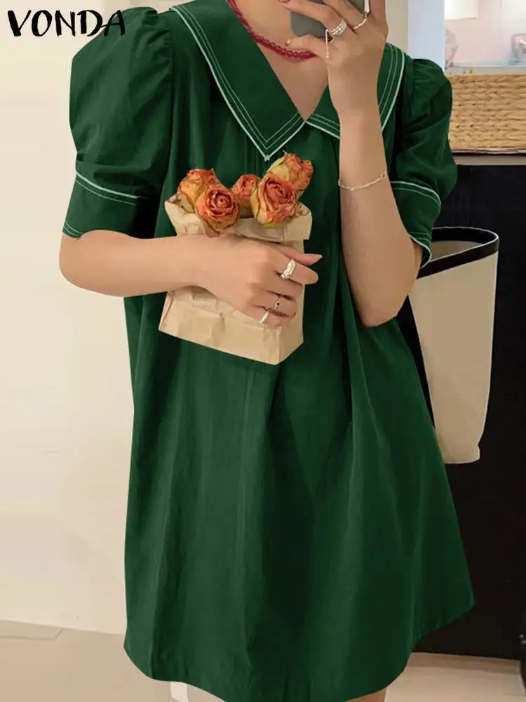VONDA Women Bohemian Holiday Short Dress 2022 Summer Short Sleeve A-Line Robe Stylish Lapel Polyester Pleated Party Sundress
VONDA Women Bohemian Holiday Short Dress 2022 Summer Short Sleeve A-Line Robe Stylish Lapel Polyester Pleated Party Sundress
