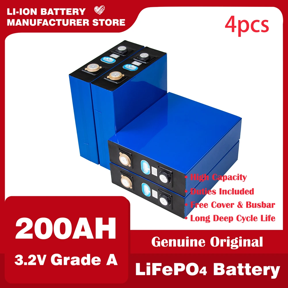 4-32PCS 3.2V Lifepo4 200Ah Battery Grade A New lifepo4 batteri diy solar cells rechargeable batteries For RV EU US Tax Exemption
4-32PCS 3.2V Lifepo4 200Ah Battery Grade A New lifepo4 batteri diy solar cells rechargeable batteries For RV EU US Tax Exemption
