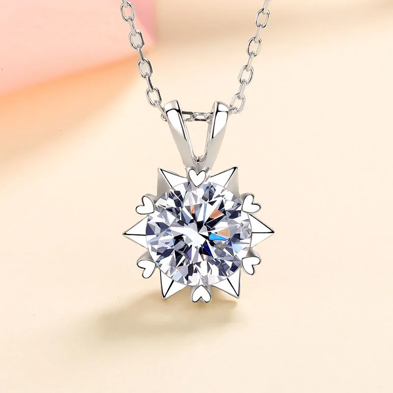 

Ожерелье из серебра 925 пробы с муассанитом для женщин, подвеска с 6 звездами в форме сердца, имитация бриллиантов, ювелирные изделия