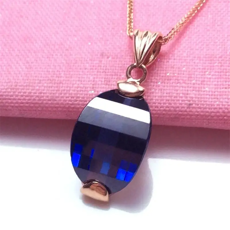 

585 purple gold fashion sapphire pendant 14k rose gold inlaid red crystal neckalce for woman light luxury wedding jewelry gift