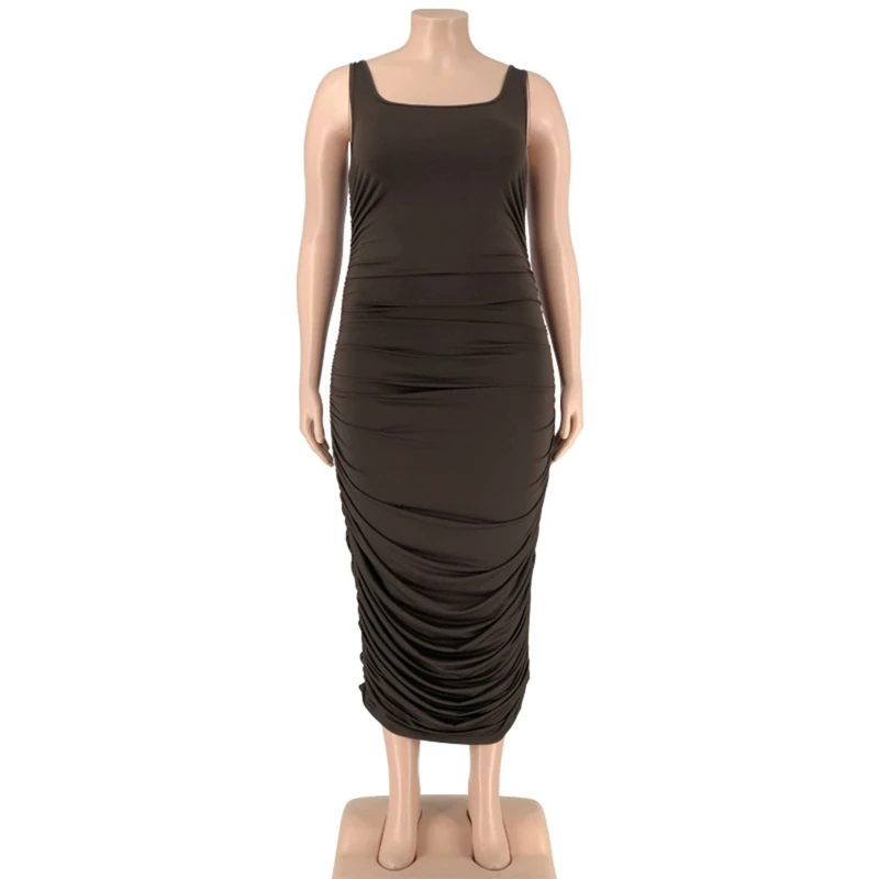 Women Solid Color Sleeveless Square Neck Sexy Ruched Bodycon Maxi Dress Clubwear
Women Solid Color Sleeveless Square Neck Sexy Ruched Bodycon Maxi Dress Clubwear