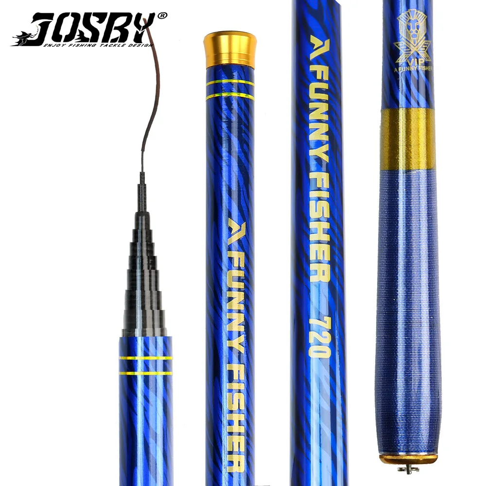 

JOSBY Super Light Hard Carbon Fiber / FRP Hand Telescopic Fishing Rod 2.7M/3.6M/4.5M/5.4M/6.3M/7.2M Freshwater Stream Pole Pesca