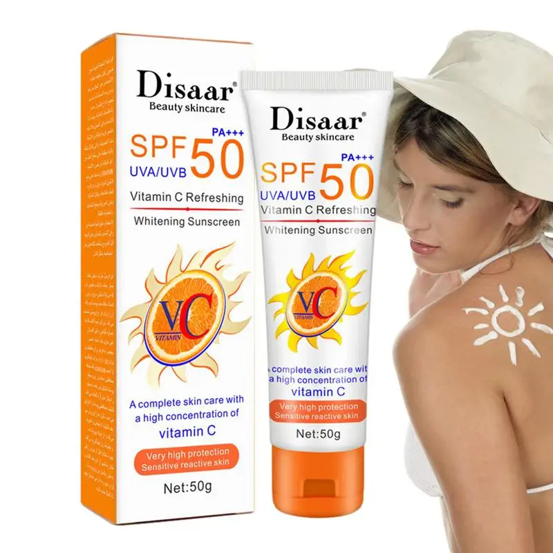 

SPF 50 Sunscreen Cream Natural Broad Spectrum Sun Block With Vitamin C Sun Screen Protector For Face And Body Sun Cream For Most