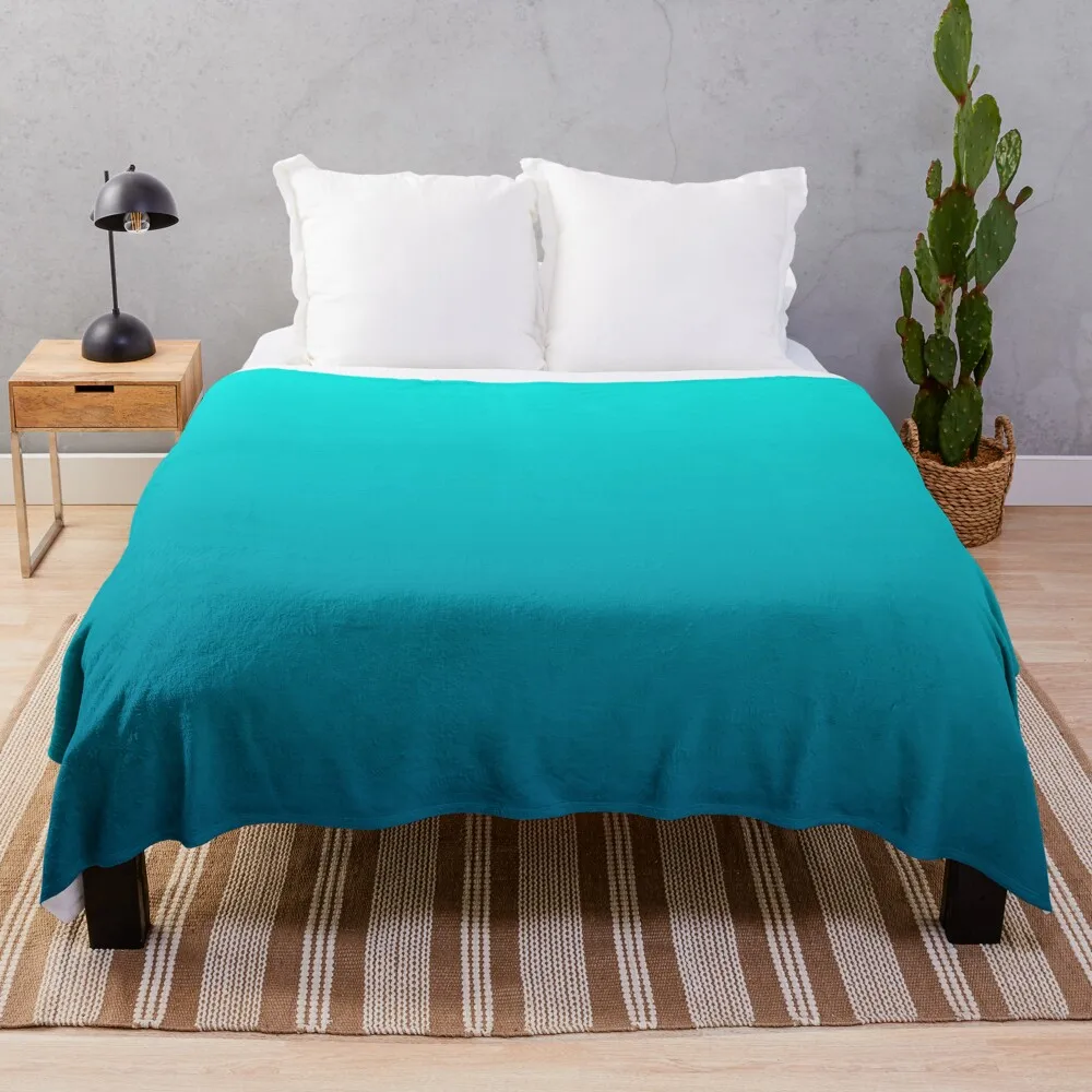 

summer beach chic abstract teal blue turquoise ombreThrow Blanket Blanket For Travel Light Luxury Thicken Blanket Sofas