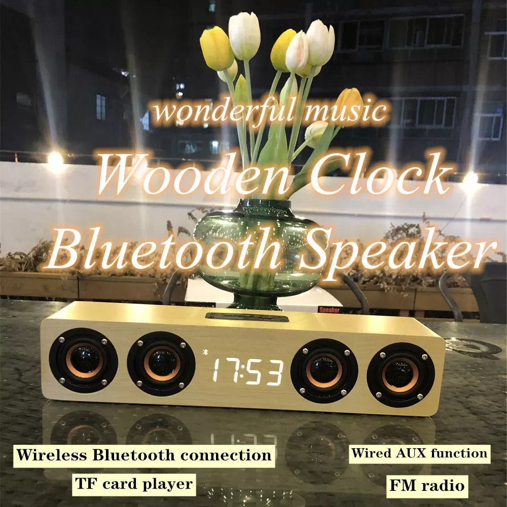 Portable Wooden Bluetooth Speaker Wireless Clock Soundbox TV Soundbar Home Radio TF AUX Computer Subwoofer High Volume Boombox
Portable Wooden Bluetooth Speaker Wireless Clock Soundbox TV Soundbar Home Radio TF AUX Computer Subwoofer High Volume Boombox