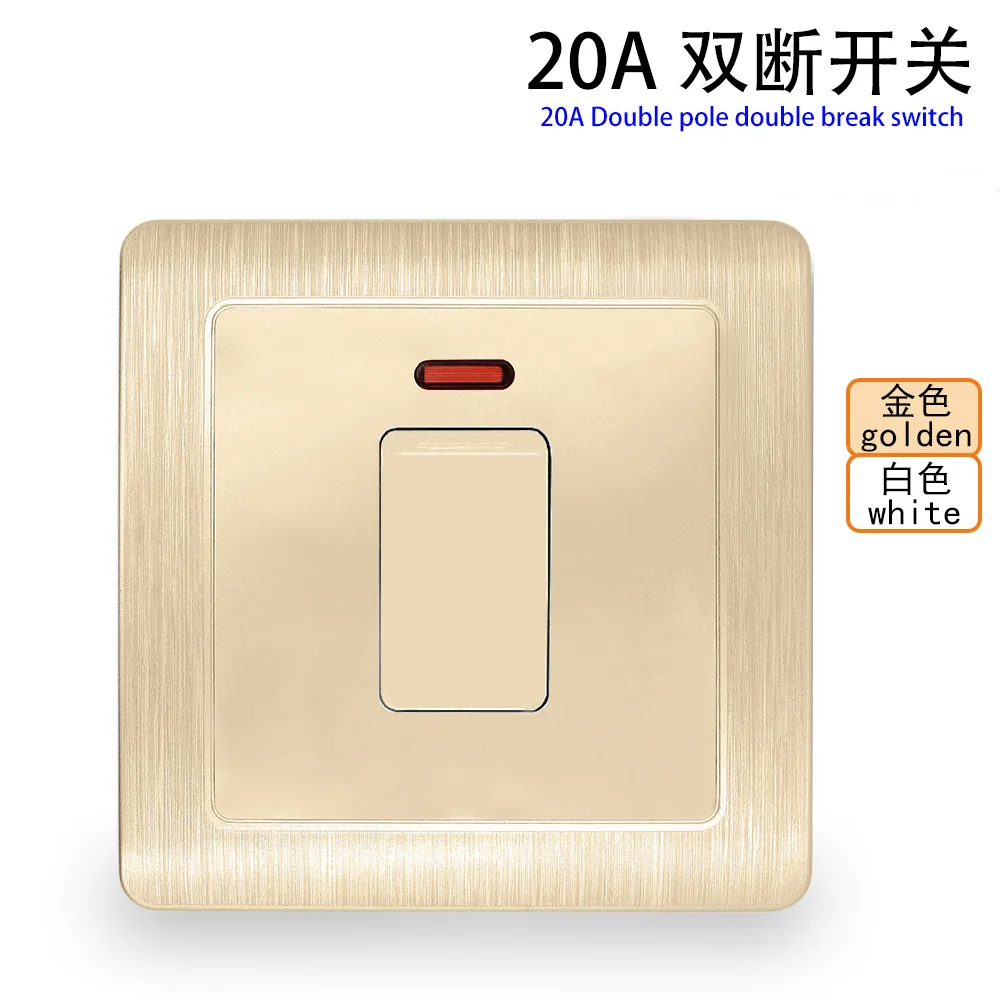 20A high power British bent rack power switch water heater air conditioner high current double break double knife panel
20A high power British bent rack power switch water heater air conditioner high current double break double knife panel