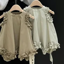 2023 Summer Girls Sleeveless One-Piece Dress Korean Childrens Clothing Baby Vest Skirt