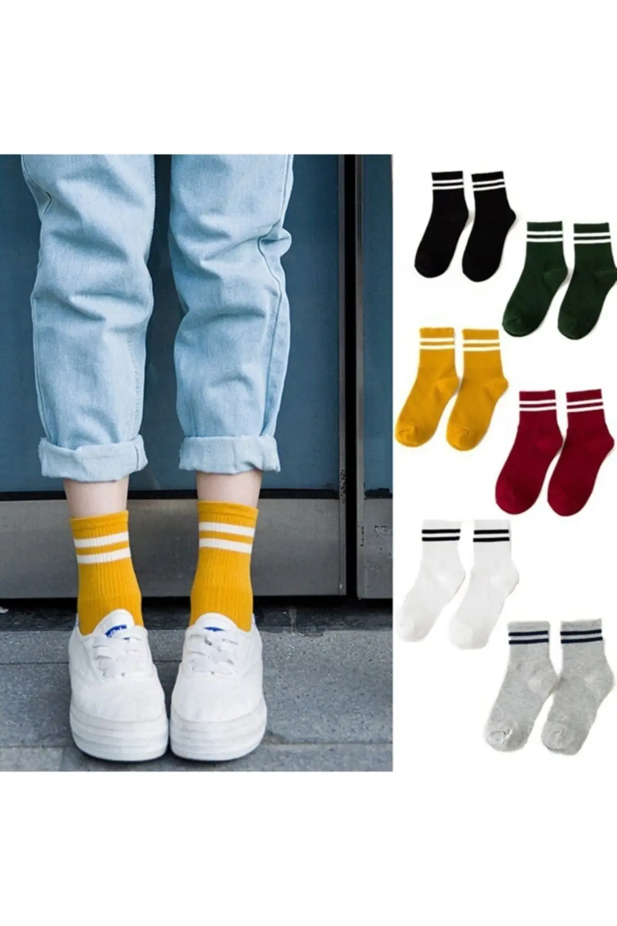 6 шт. Женские разноцветные хлопковые теннисные носки для колледжа
6 шт. Женские разноцветные хлопковые теннисные носки для колледжа