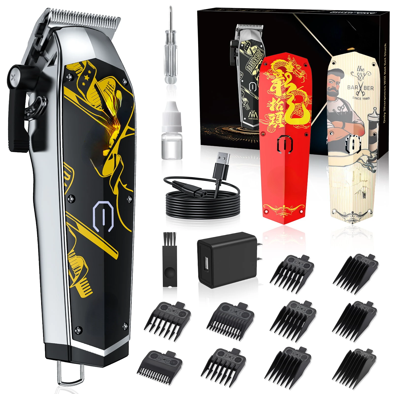 Hair Clipper Professional Hair Trimmer Barber Clipper Set Beard Trimmer Cordless Hair Cutting Grooming Kit USB Rechargeable
Hair Clipper Professional Hair Trimmer Barber Clipper Set Beard Trimmer Cordless Hair Cutting Grooming Kit USB Rechargeable