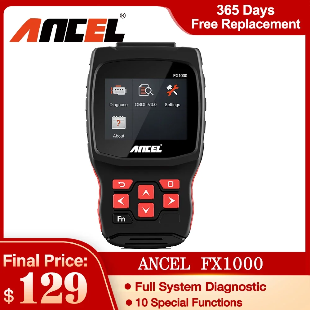 Ancel FX1000 Car Diagnostic Scanner Tool Full System ABS DPF EPB Oil Reset for BMW Benz VW Audi Toyota OBD2 Automotive Scanner
Ancel FX1000 Car Diagnostic Scanner Tool Full System ABS DPF EPB Oil Reset for BMW Benz VW Audi Toyota OBD2 Automotive Scanner