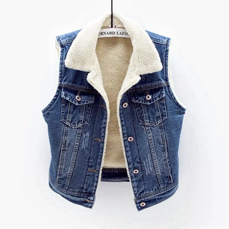 Winter Women Fleece Warm Sleeveless Denim Jacket Coats Waistcoat Short Cardigan Female Denim Jacket Plus Size 5XL HOWDFEO
Winter Women Fleece Warm Sleeveless Denim Jacket Coats Waistcoat Short Cardigan Female Denim Jacket Plus Size 5XL HOWDFEO