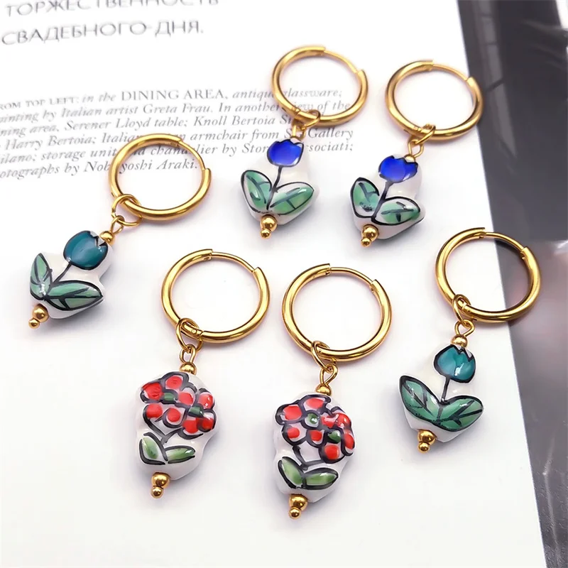 Aesthetics Coquette Tulip Flower Hoop Earrings for Women Girl Stainless Steel Ceramics Sweet Earrings Gift Jewelry Accessories
Aesthetics Coquette Tulip Flower Hoop Earrings for Women Girl Stainless Steel Ceramics Sweet Earrings Gift Jewelry Accessories