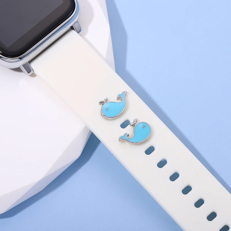 Милые Подвески в виде синего Кита для силиконового ремешка Apple Watch Мультяшные