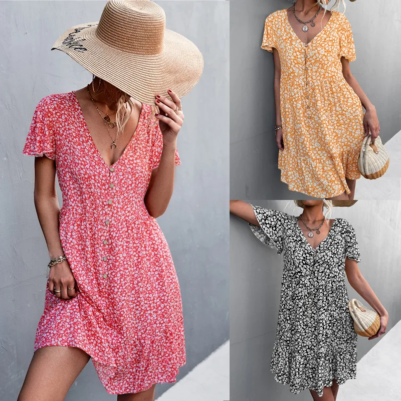 Button Casual Summer Dress Woman Short Sleeve Dresses for Women 2022 V-Neck Mini A-Line Female Dress Floral Ruffles Sundresses
Button Casual Summer Dress Woman Short Sleeve Dresses for Women 2022 V-Neck Mini A-Line Female Dress Floral Ruffles Sundresses