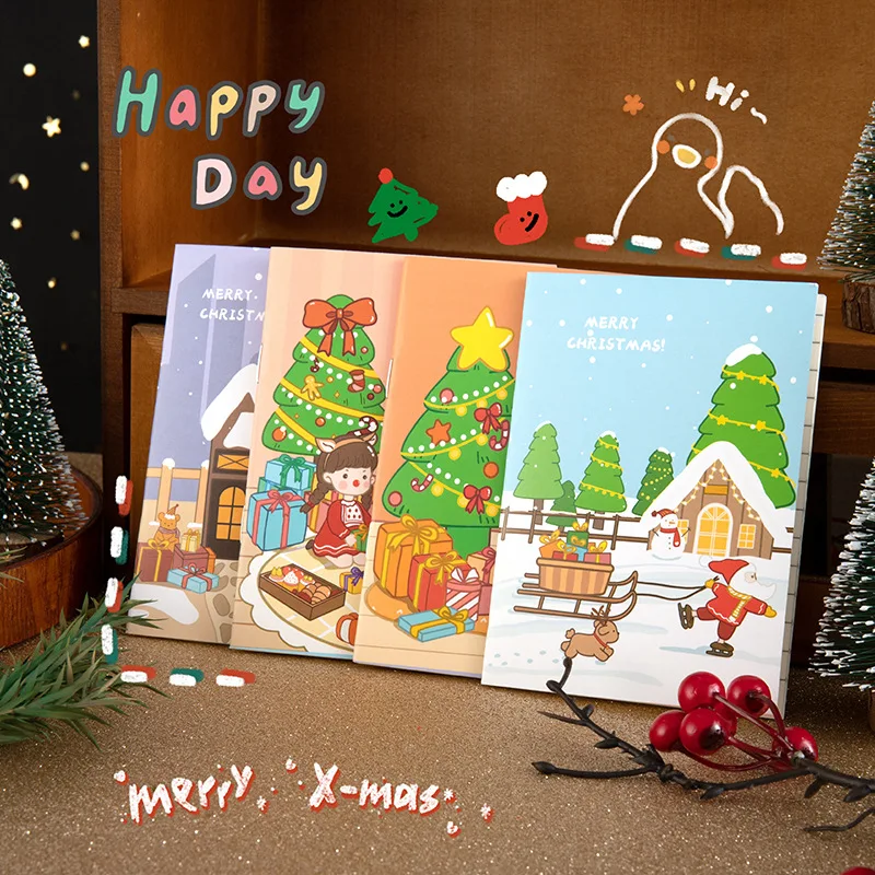 

Kawaii, милая Рождественская коллекция, дневник Санта-Клаус, карманная книга, 16 листов на книгу Ins, милая девочка, рождественский подарок для детей