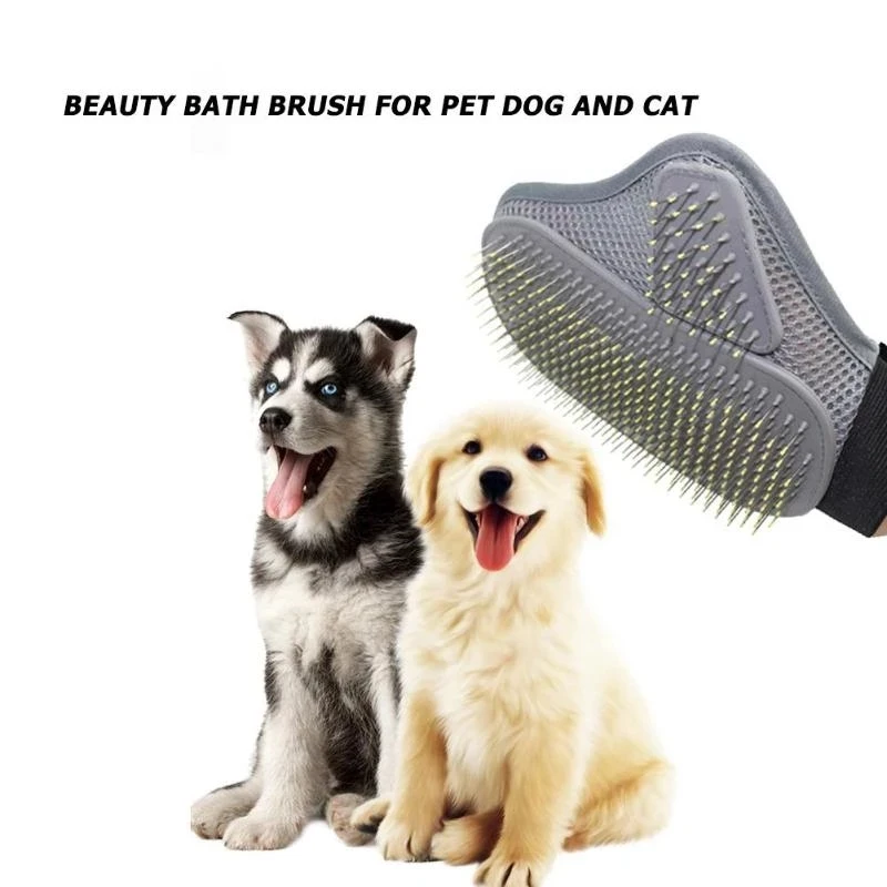

Durable Pet Brush Glove Grooming Combs TPR Gray Palm Shaped Massage Mitt Hair Collector Dog Cat Bath Cleaning Accessories