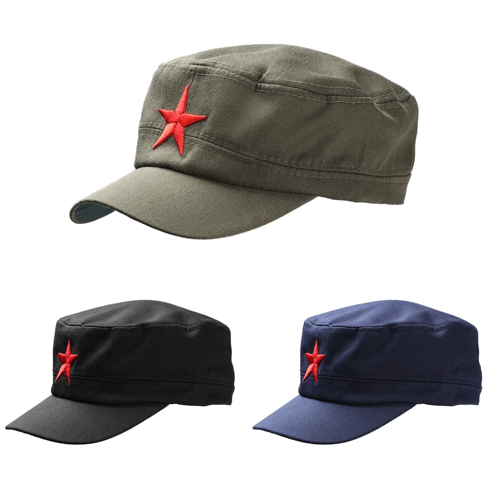 Classic Red Star Army Hat Cotton Plain Cap Fashion Adjustable Flat Top Sun Hats Casual Sports Sun Protection Hat for Women Men
Classic Red Star Army Hat Cotton Plain Cap Fashion Adjustable Flat Top Sun Hats Casual Sports Sun Protection Hat for Women Men