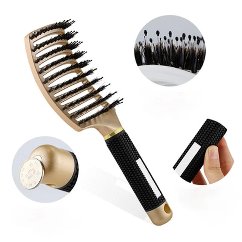 

Sdotter Hair Brush Scalp Massage Comb Hairbrush Bristle&Nylon Women Wet Curly Detangle Hair Brush for Salon Hairdressing Sty