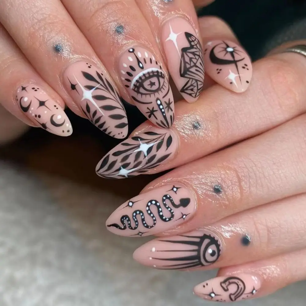 24pcs Nail Tips Lines Moon Stars Diy Fake Nials Press On Nails Long Almond French Eyes False Nails
24pcs Nail Tips Lines Moon Stars Diy Fake Nials Press On Nails Long Almond French Eyes False Nails