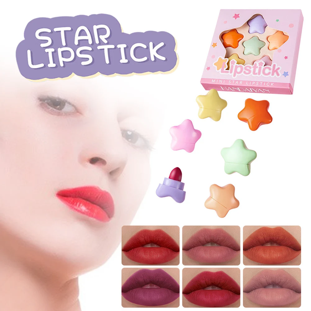 6Pcs/Set Mini Star Candy Lipsticks Matte Velvet Lip Glaze Waterproof Long Lasting Lip Tint Capsule Lip Sticks Set For Girls
6Pcs/Set Mini Star Candy Lipsticks Matte Velvet Lip Glaze Waterproof Long Lasting Lip Tint Capsule Lip Sticks Set For Girls