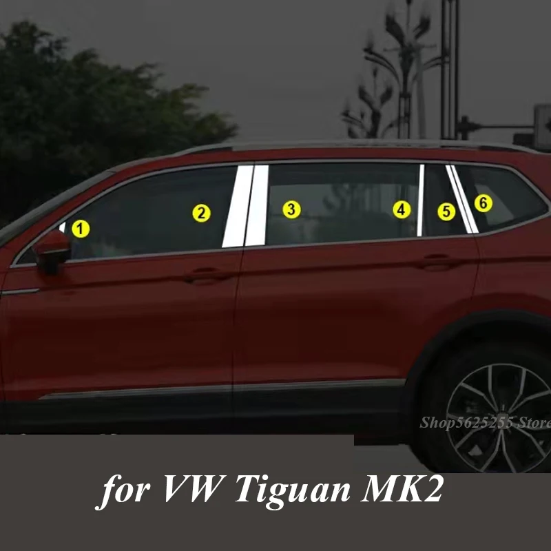 

Автомобильная дверь окно средняя Колонка отделка нержавеющая сталь защитная наклейка для VW Tiguan MK2 2017 2018 2019 2020 2021 аксессуары