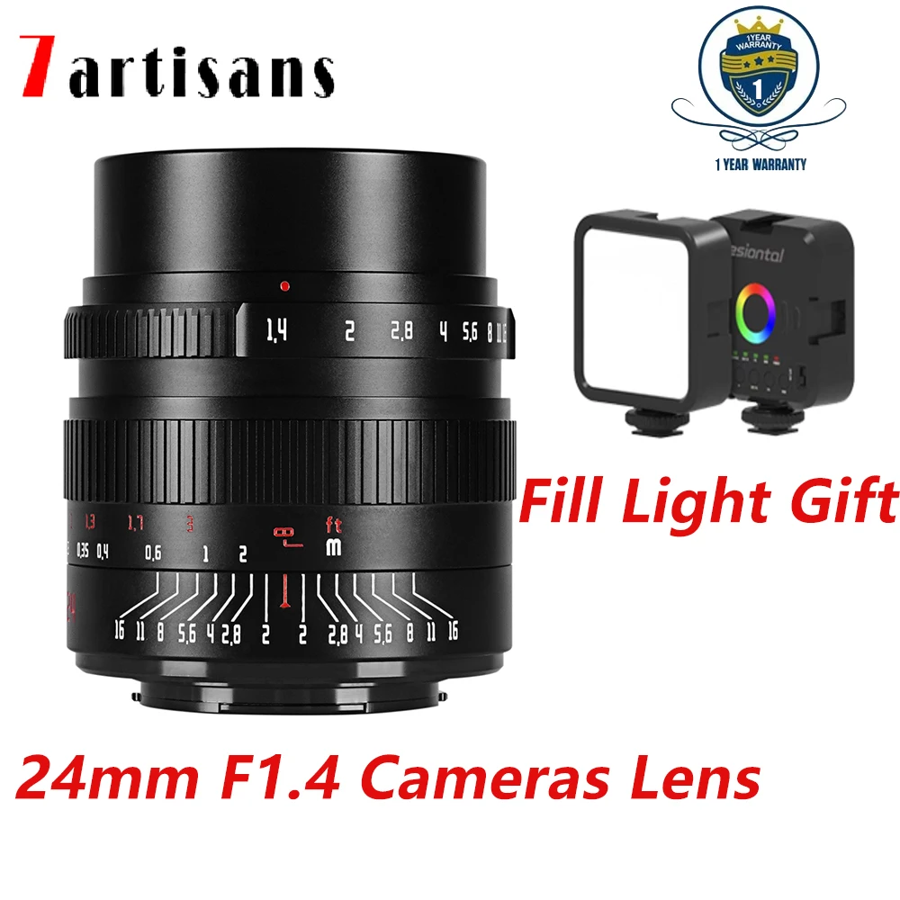 

7Artisans 24mm F1.4 Large Aperture Manual Focus Prime Portrait Lens for Sony E Nikon Z Canon EOS M RF Fuji FX M43 Camera Lens