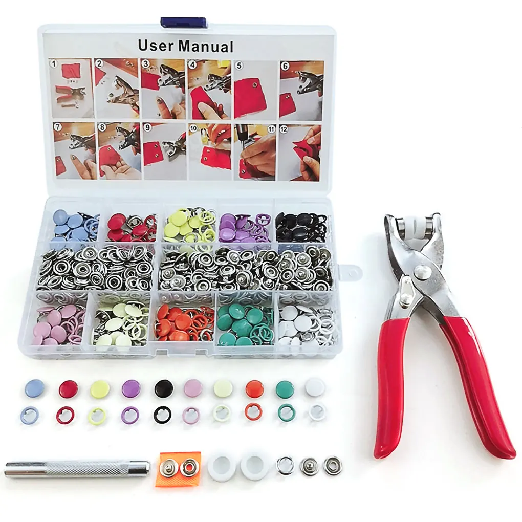 Plier Tool 200 Set 10 Color Metal Sewing Buttons Hollow/Solid Prong Press Studs Snap Fasteners for Installing Clothes Bags
Plier Tool 200 Set 10 Color Metal Sewing Buttons Hollow/Solid Prong Press Studs Snap Fasteners for Installing Clothes Bags