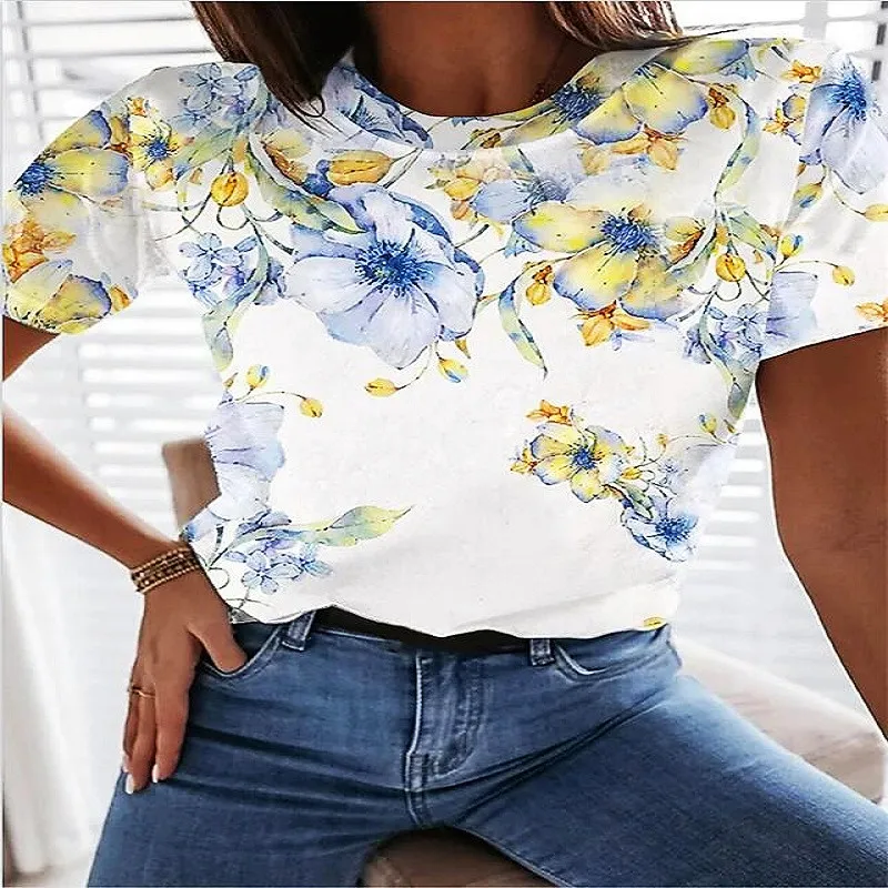 3D Printing New Summer White Floral Theme Fashion Women's Round Neck Women's T-Shirt Outdoor Casual
3D Printing New Summer White Floral Theme Fashion Women's Round Neck Women's T-Shirt Outdoor Casual